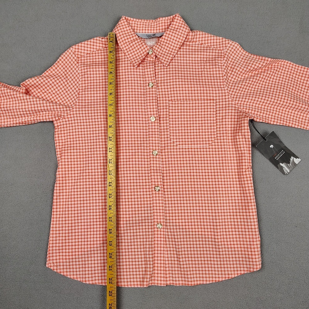 New Mountain Hardware Hiking Long Sleeve Shirt Women XS Coral Gingham Check $85 - Picture 5 of 11